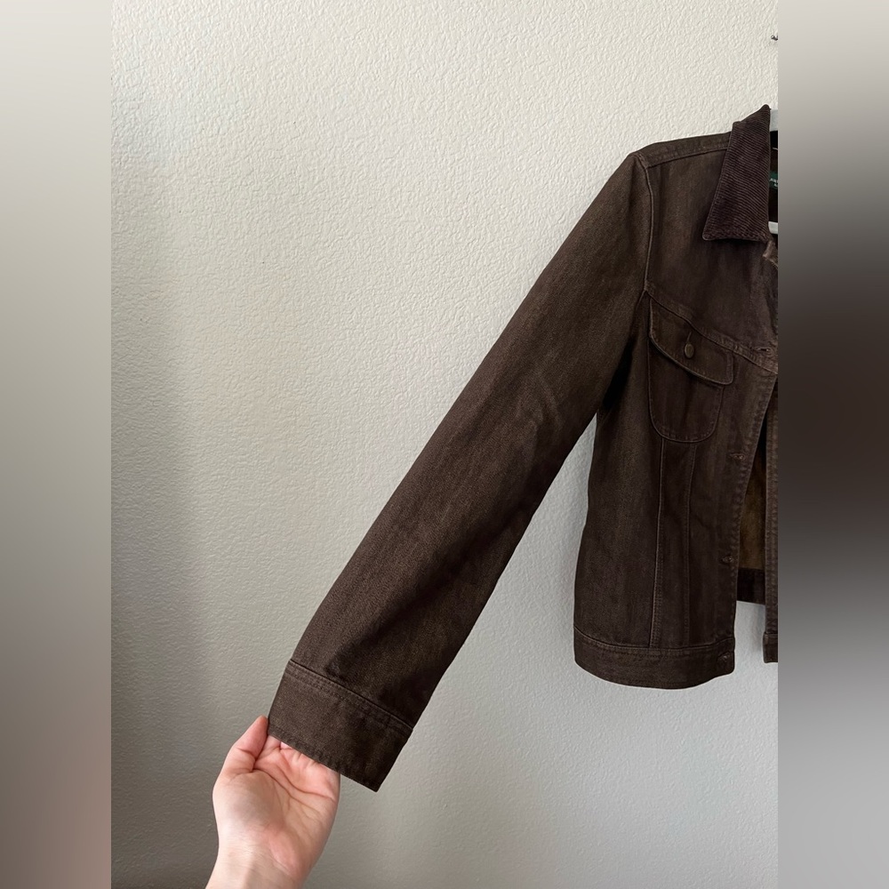 Lauren Ralph Jeans Co Brown Corduroy Collar Denim Jean Jacket Womens Size L - Picture 8 of 16